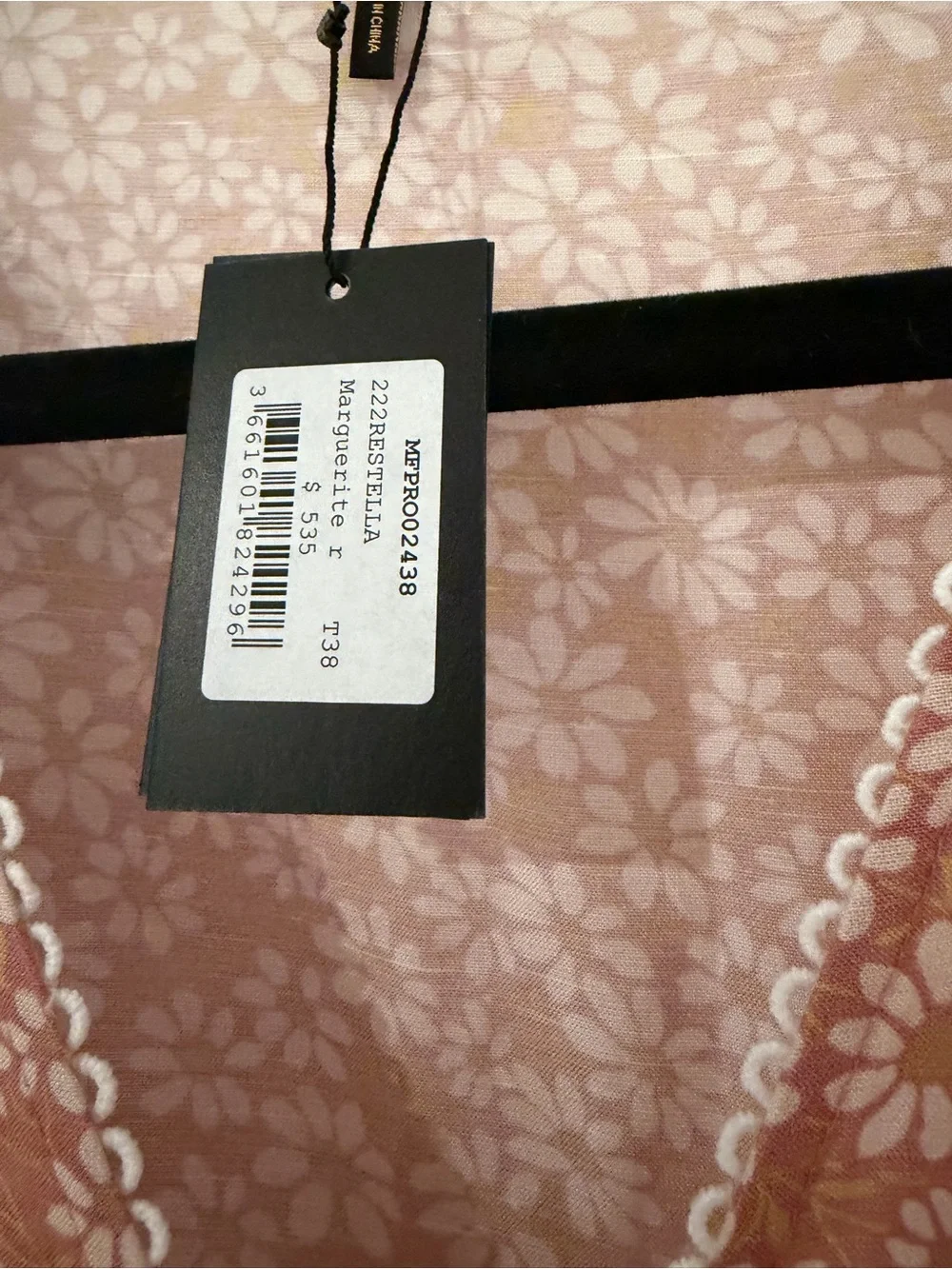 Maje Peach Floral Midi Dress Wrap with Lace Trim - Picture 5 of 5